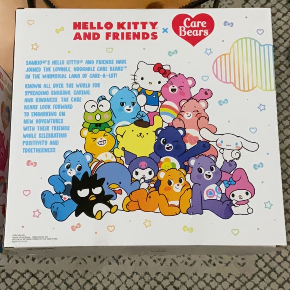 Care Bears Hello Kitty Loves Cheer Bear 10" Collectible Plush 2-Pack - Picture 4 of 4